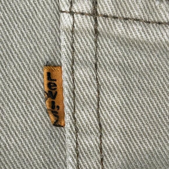 Levis 555 Jeans Mens 34x29.5 Tan Khaki Relaxed Fit Straight Leg Orange Tab USA - Picture 5 of 16